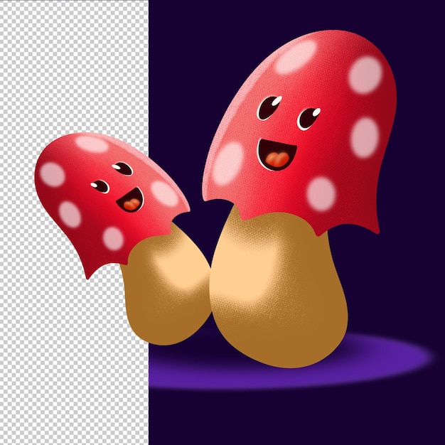 PSD illustration de personnage de champignon