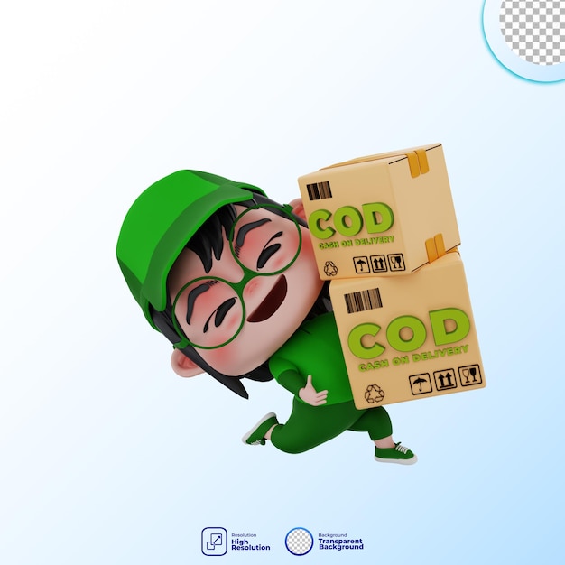 PSD illustration de personnage de courrier mignon 3d