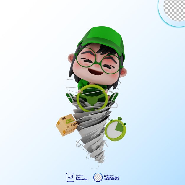 PSD illustration de personnage de courrier mignon 3d