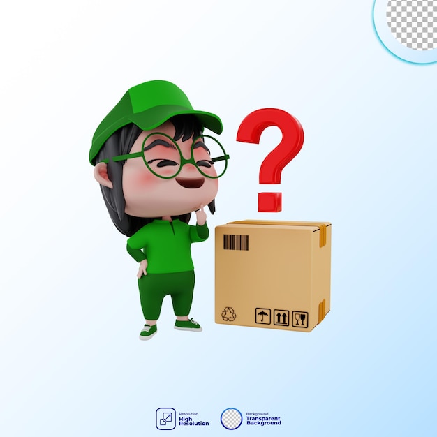 PSD illustration de personnage de courrier mignon 3d