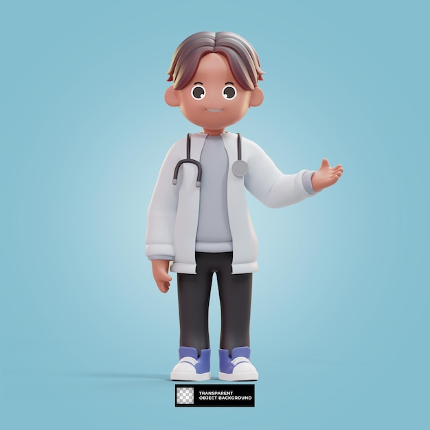 PSD illustration de personnage de dessin animé médecin dentiste 3d isolée