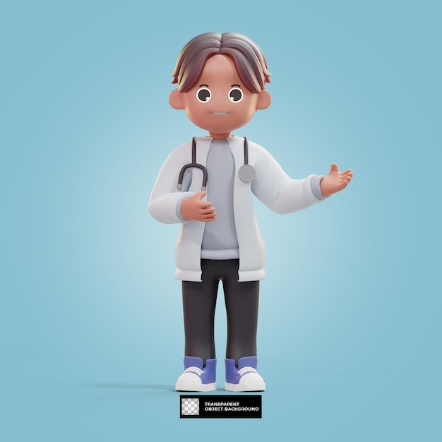 PSD illustration de personnage de dessin animé médecin dentiste 3d isolée