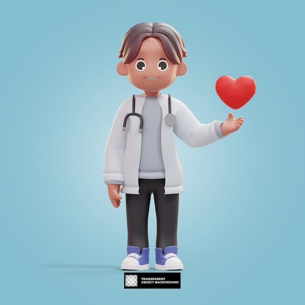 PSD illustration de personnage de dessin animé médecin dentiste 3d isolée