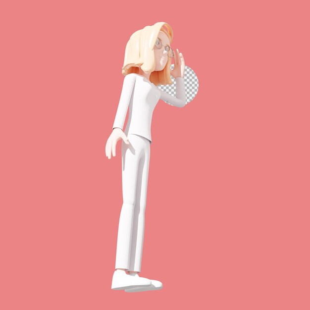 Illustration de personnage infirmière 3d debout respectueusement levant les mains