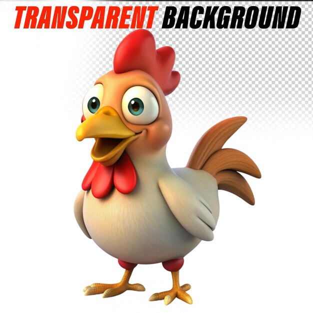 PSD illustration de personnage de poulet de dessin animé 3d