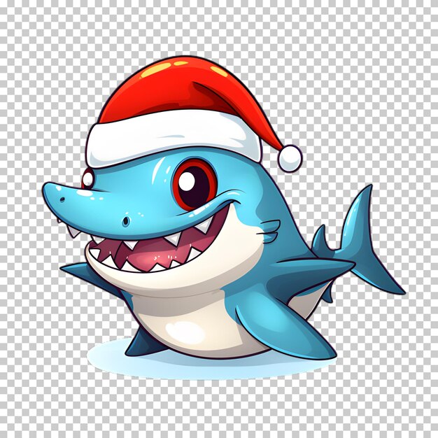 PSD illustration un personnage de requin de noël isolé sur un fond transparent