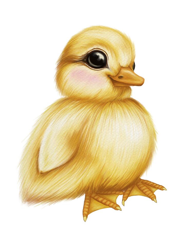 PSD illustration d'un petit canard jaune mignon dans un style d'aquarelle imprimé de pâques farming petit oiseau