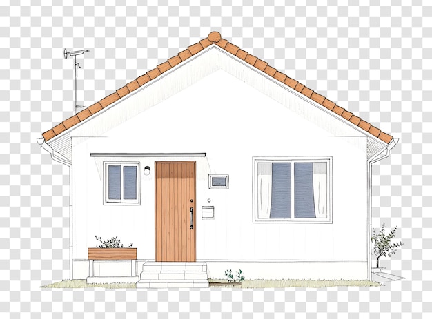 Illustration d'une petite maison moderne avec un paysage simple