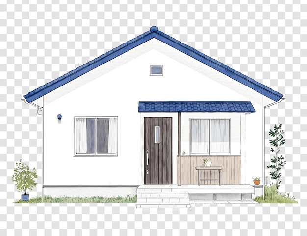 Illustration d'une petite maison moderne avec un paysage simple