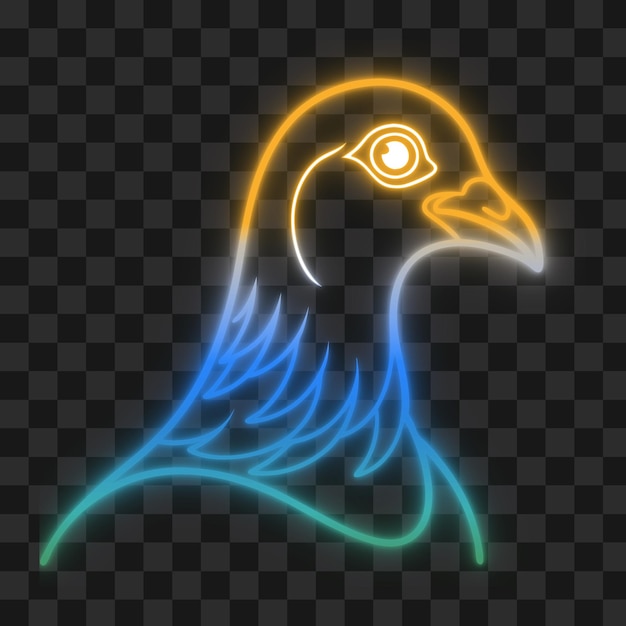 Illustration de pigeon lumineux au néon Art numérique moderne sur fond transparent PNG