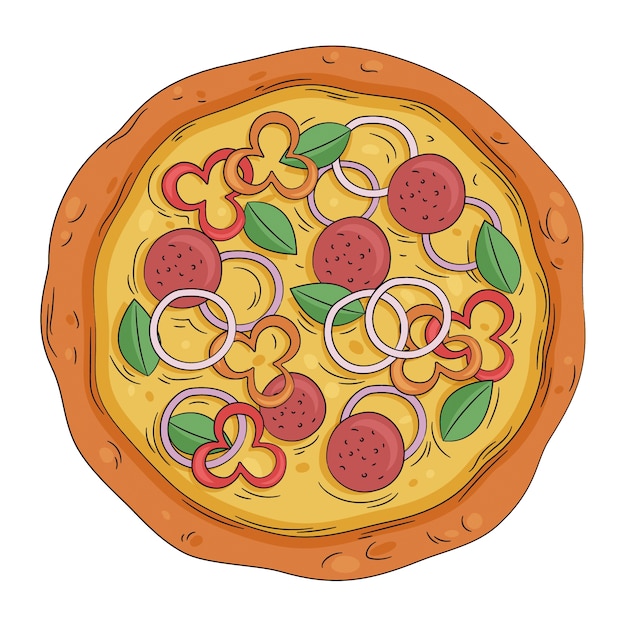 Illustration de pizza dessinée à la main