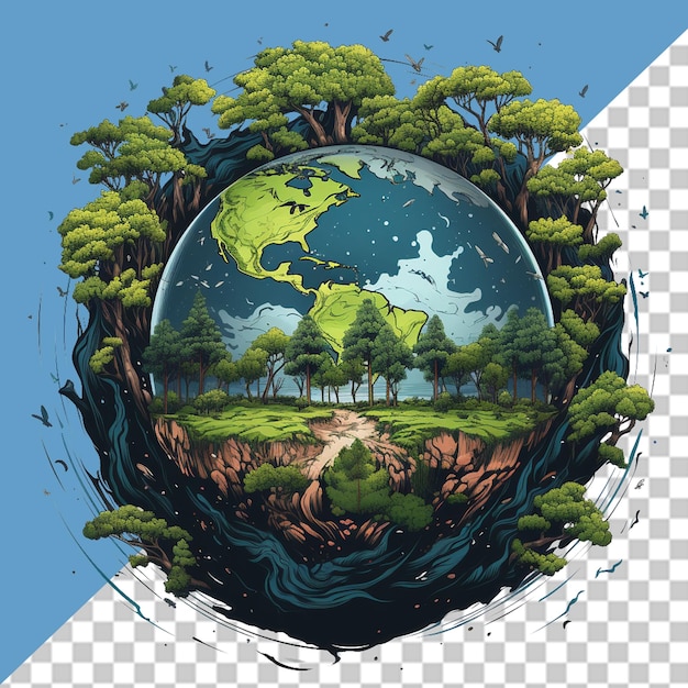 PSD illustration de la planète terre en png