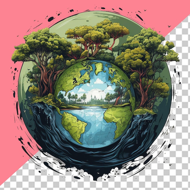 PSD illustration de la planète terre en png