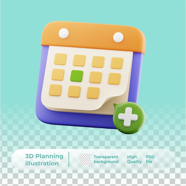 PSD illustration de planification 3d ajouter un calendrier d'événements