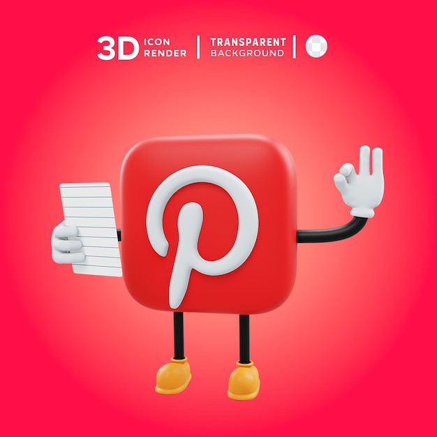 PSD illustration de pose d'icône 3d pinterest