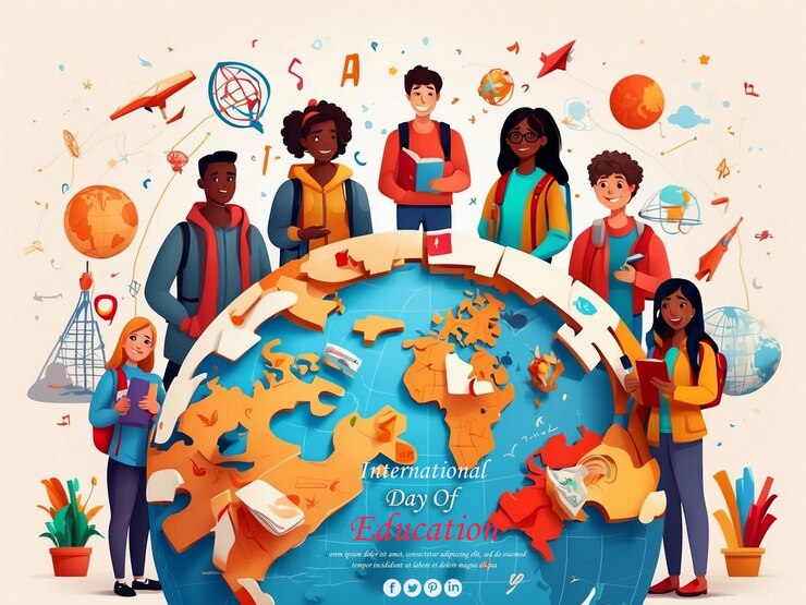 PSD illustration pour la journée internationale de l'éducation
