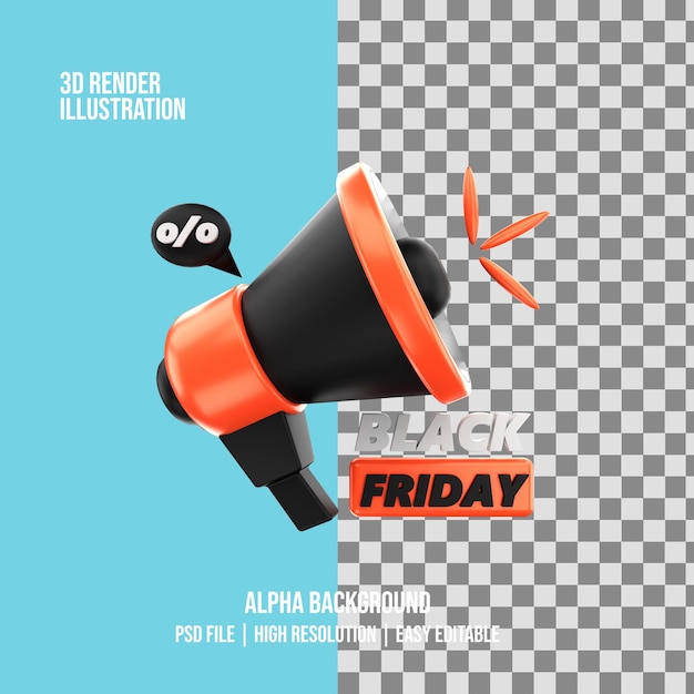 Illustration De Promotion Du Vendredi Noir De Rendu 3d