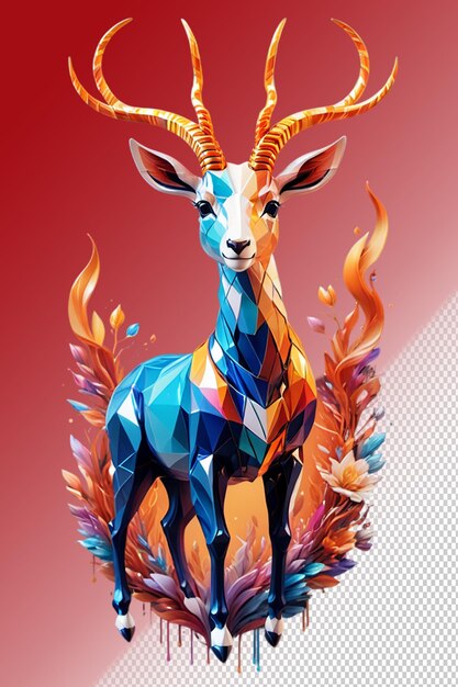 PSD illustration psd 3d antilope isolée sur un fond transparent