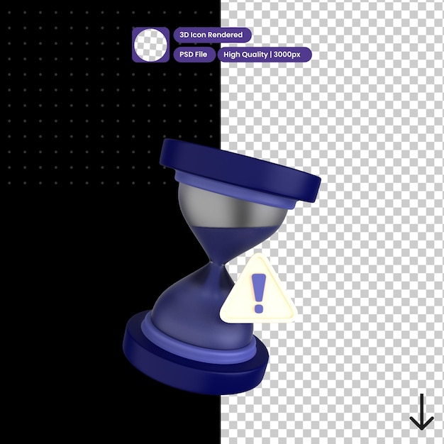 PSD illustration psd 3d de l'avertissement de temps expiré