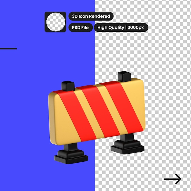 PSD illustration psd 3d d'une barrière routière