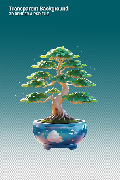 PSD illustration psd 3d bonsai isolé sur un fond transparent