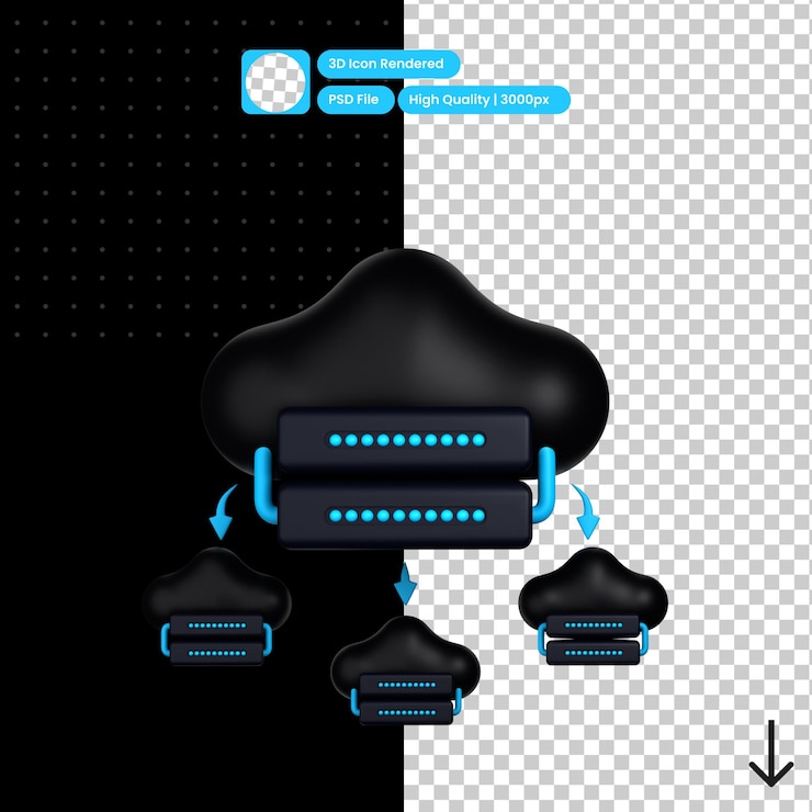 PSD illustration psd 3d de cloud shared (partagé dans le nuage)