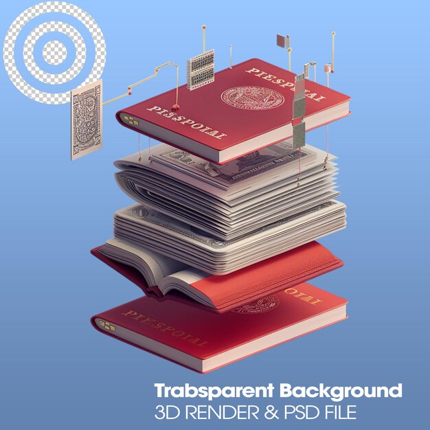 Illustration Psd 3d Du Passeport Isolé Sur Un Fond Transparent