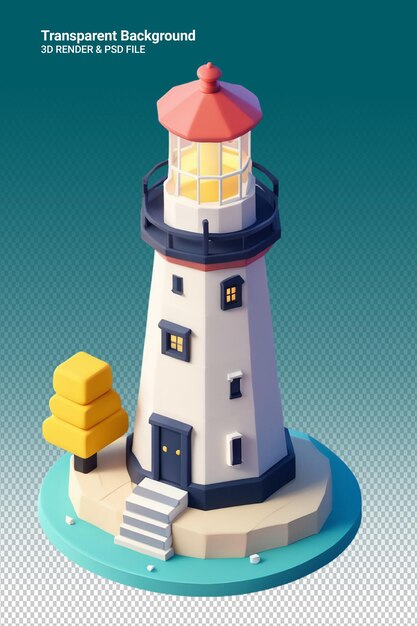 PSD illustration psd 3d du phare isolé sur un fond transparent