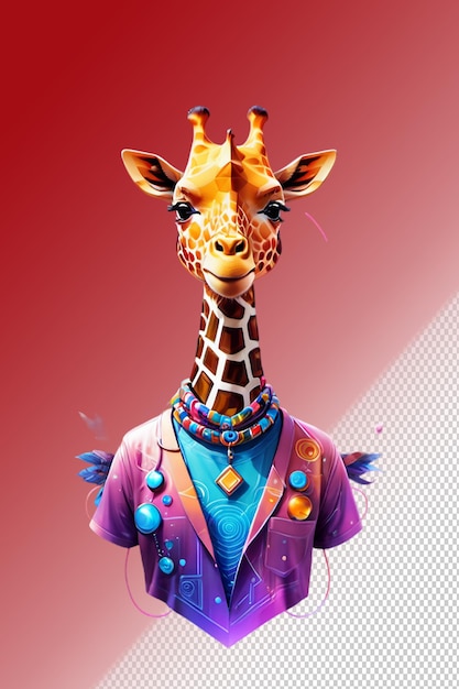 PSD illustration psd 3d giraffe isolée sur un fond transparent