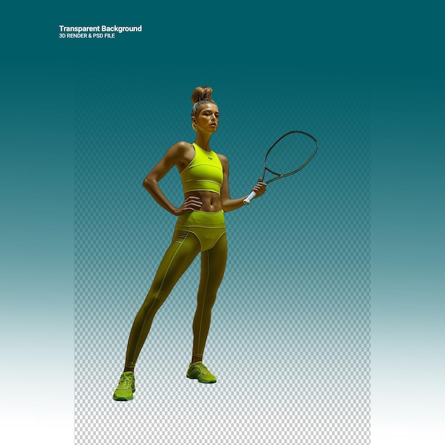 PSD illustration psd 3d d'un joueur de tennis isolé sur un fond transparent