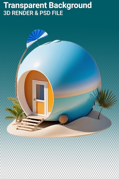 PSD illustration psd 3d maison isolée sur un fond transparent