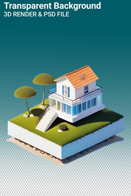 Illustration Psd 3d Maison Isolée Sur Un Fond Transparent