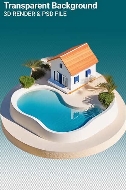 PSD illustration psd 3d maison isolée sur un fond transparent