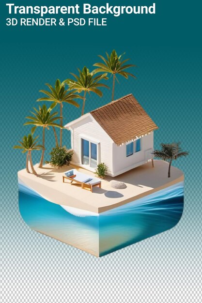 PSD illustration psd 3d maison isolée sur un fond transparent