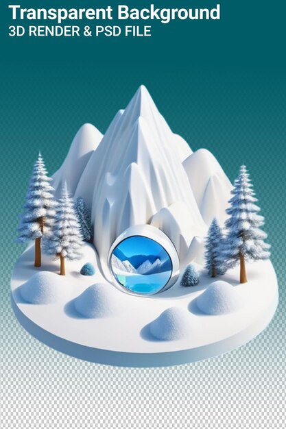 Illustration Psd 3d Montagne Isolée Sur Un Fond Transparent