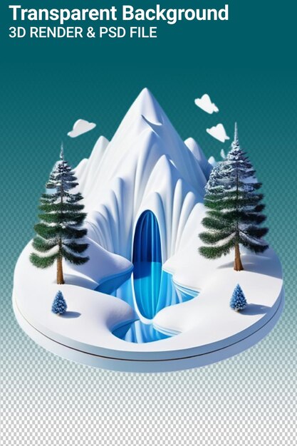 PSD illustration psd 3d montagne isolée sur un fond transparent