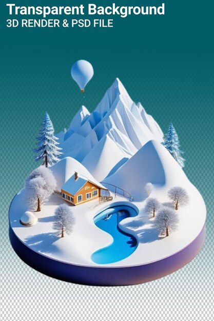 Illustration Psd 3d Montagne Isolée Sur Un Fond Transparent