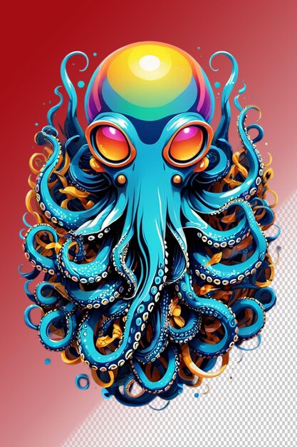 PSD illustration psd 3d octopus isolé sur un fond transparent