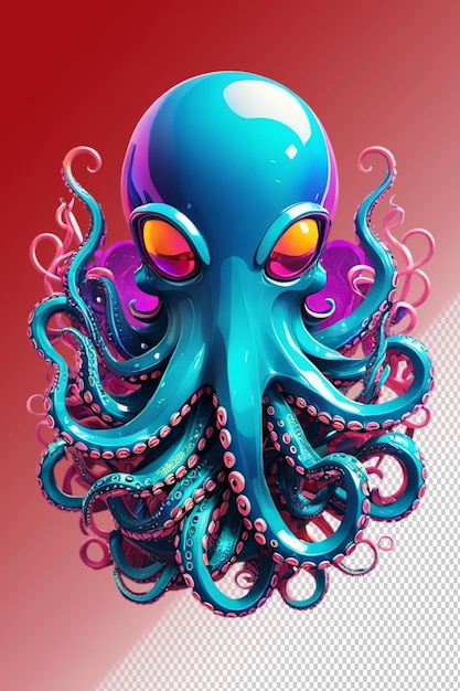 PSD illustration psd 3d octopus isolé sur un fond transparent