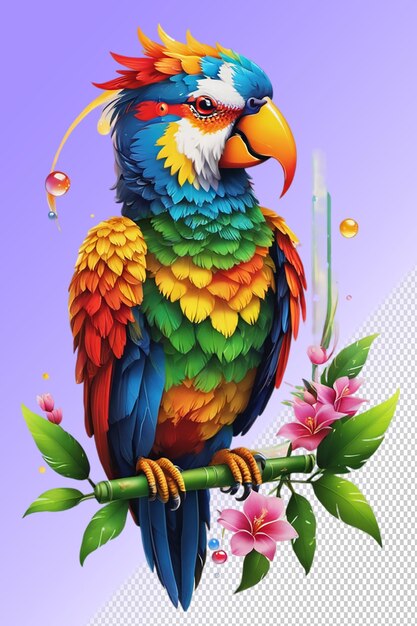 PSD illustration psd 3d parrot isolé sur un fond transparent