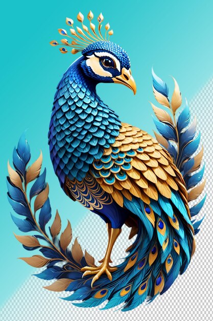 Illustration Psd 3d Peacock Isolé Sur Un Fond Transparent