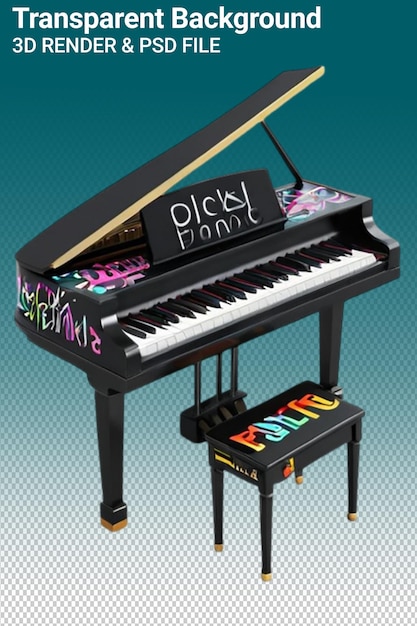 PSD illustration psd 3d piano isolé sur un fond transparent