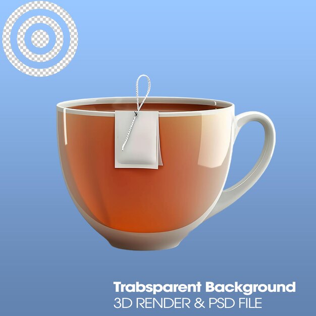 Illustration Psd 3d D'une Tasse De Thé Isolée Sur Un Fond Transparent