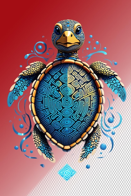 PSD illustration psd 3d tortue de mer isolée sur un fond transparent