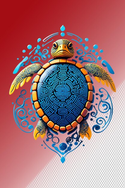 PSD illustration psd 3d tortue de mer isolée sur un fond transparent