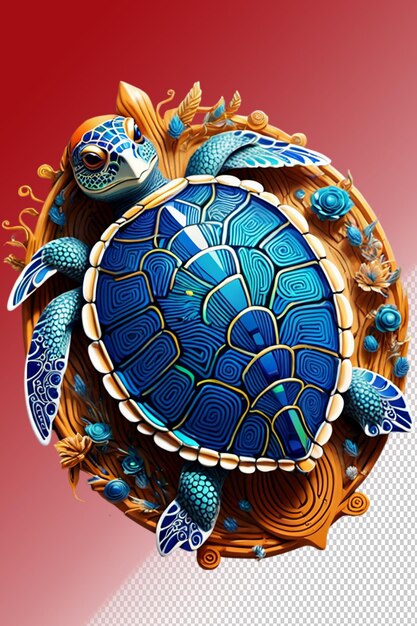 PSD illustration psd 3d tortue de mer isolée sur un fond transparent