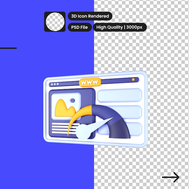 PSD illustration psd 3d de la vitesse du site web
