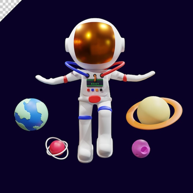 PSD illustration puissante de l'astronaute de rendu 3d