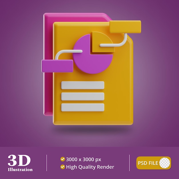 PSD illustration de rapport de données de marketing numérique 3d