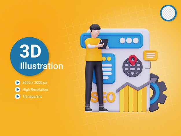 Illustration De Rapport De Référencement 3d